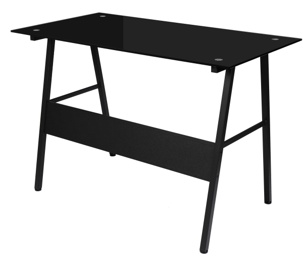 Стол компьютерный GD-04 [Black (черный)],   металлокаркас черный, столешница закаленное стекло